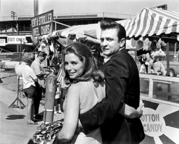 Johnny Cash and June Carter Cash at a fair in 1968