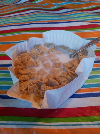 My roommates used all the dishes, so I had to improvise