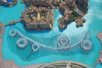 The Dubai Fountain from above