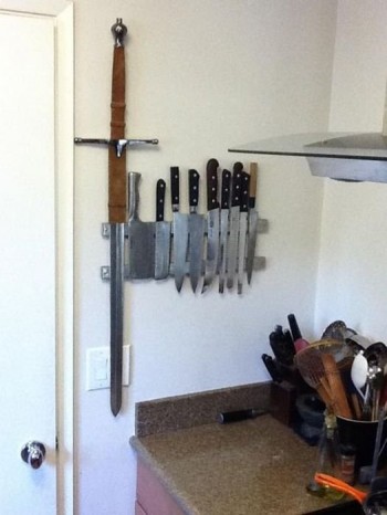He wanted to put his entire claymore collection up on the wall