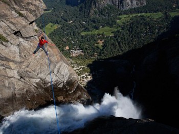 Highlining over Yosemite Falls