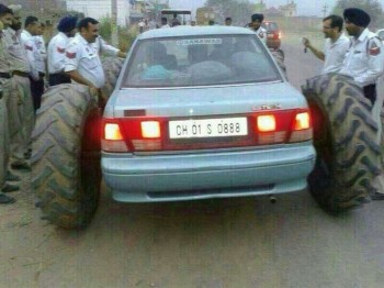 Tractor Wheels On A Car