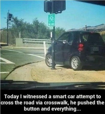 Smart Car Crossing The Street
