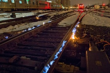 Railroad keeps track switches from freezing