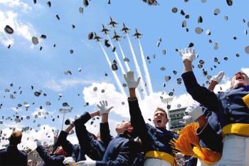 Horrified graduates flee as fighter jets attack crowd with hats