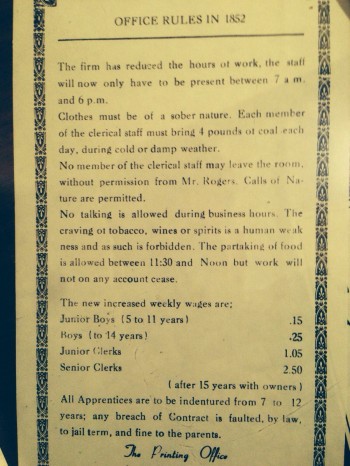 Office Rules in 1852