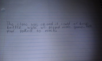 College Student Review Of His Class
