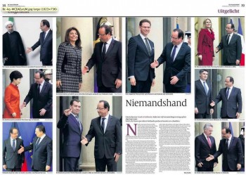 Dutch newspaper makes a collage to prove that the French president is bad at handshakes