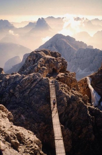 Amazing bridge in the Italian Dolomites