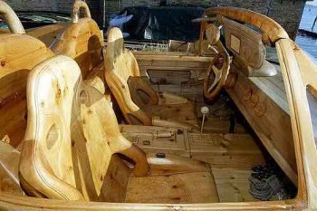 Hand Carved Wooden Car Interior