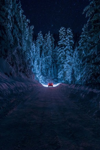 Snowy Night In Bulgaria