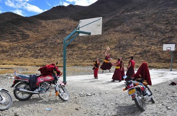 Buddhist Monks Playing Basketball