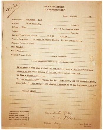 Police Report Filed in 1955