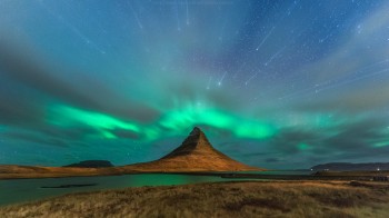 Starburst over Aurora Borealis