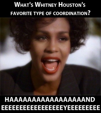 What's Whitney Houston's favorite type of coordination?