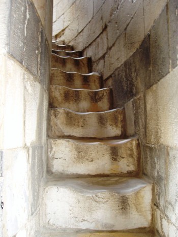 Marble steps of the Leaning Tower of Pisa