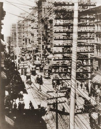 Telephone wires in New York City, 1880