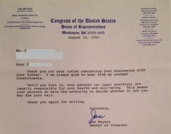 13 year old mails her congressman