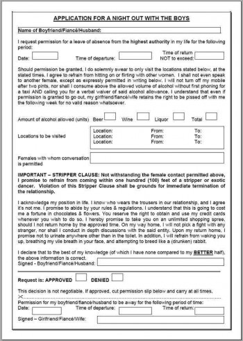 Application for a night out with the boys