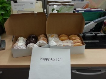 Put this sign on the donuts on April 1st