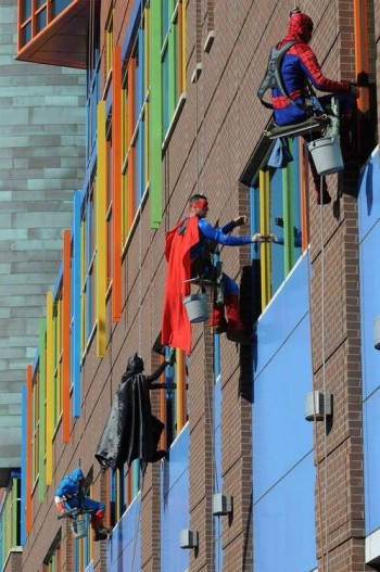 Window washers at Children's Hospital of Pittsburgh