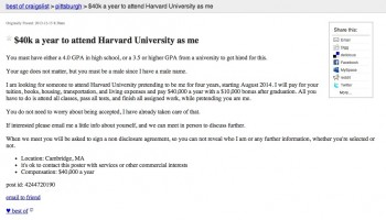 $40k a year to attend Harvard University as me
