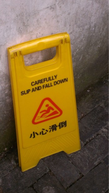 Carefully slid and fall down
