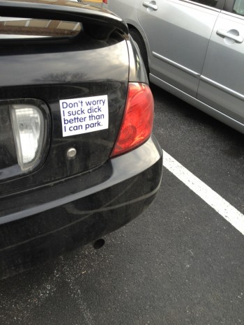 In the employee parking lot at school