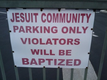 Jesuit community parking sign at Loyola Marymount University