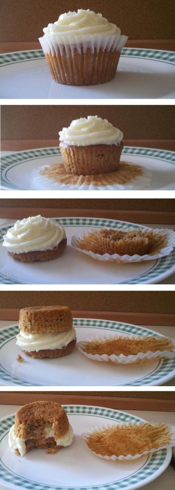 The correct way to eat a cupcake