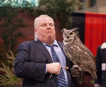 Rob Ford holding an owl