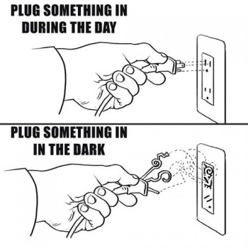 Plugging something in at night