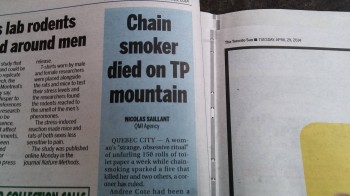 Mountains of toilet paper are fatal