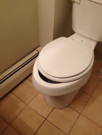 Toilet with a bad under-bite