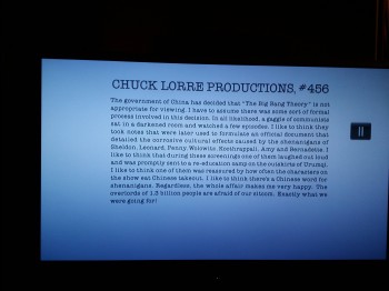 During the credits of 'The Big Bang Theory'