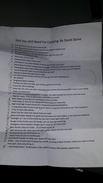 Camping List