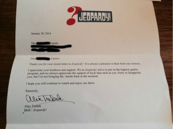 Alex Trebek Letter