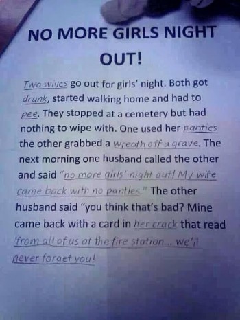 No more girls night out!