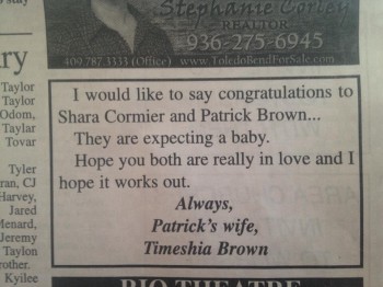 Best wishes to you, her, & your baby