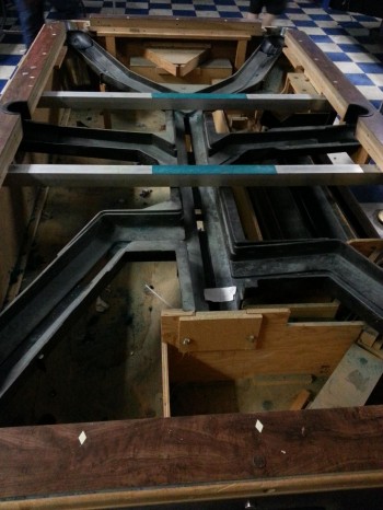 Inside a pool table