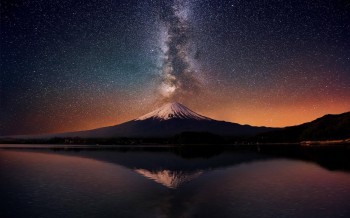 Milky Way behind Mt. Fuji, Japan