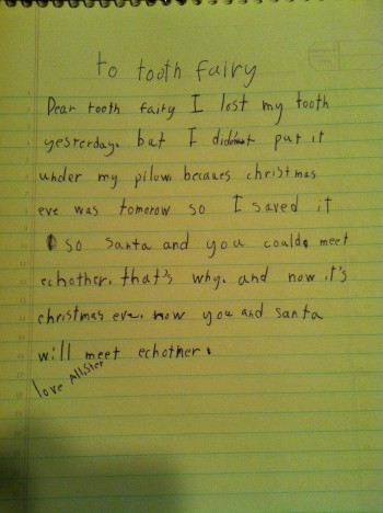 Dear tooth fairy