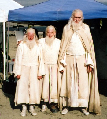 Sir Ian McKellen, his stunt double and scale double