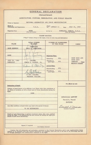 Apollo-11 Customs Declaration