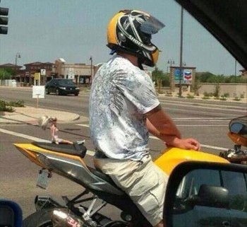 Girlfriend riding in back