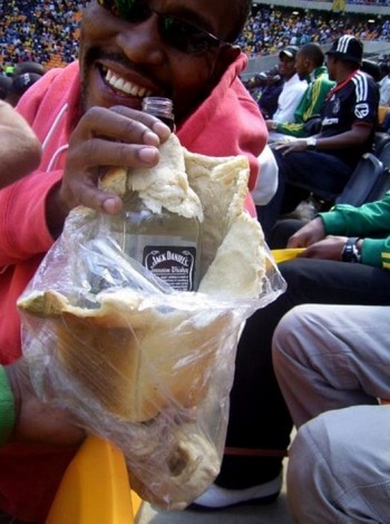 Drinking some bread at the game