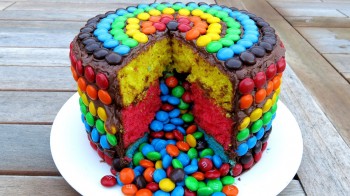 M&M Piñata Cake