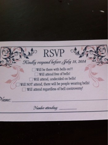 Wedding invitation reply card
