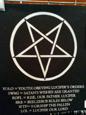 Kids these days and their Satan worship lingo