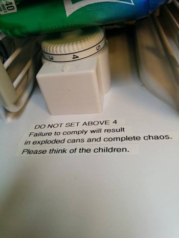 Warning in the board room fridge